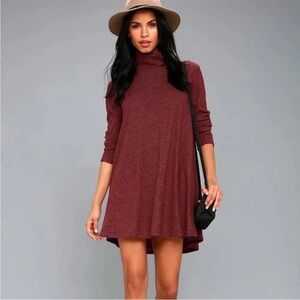 Lulu's Chic Maroon Long Sleeve Dress